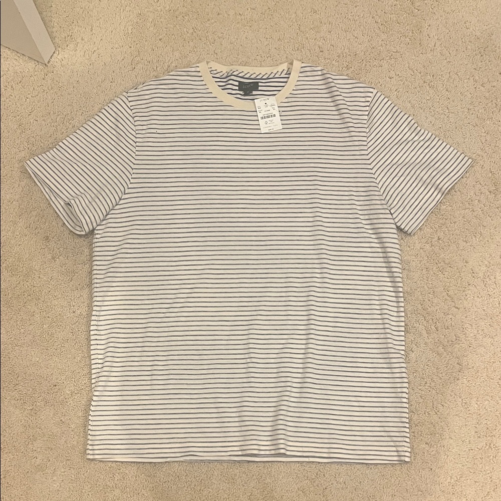 J. Crew Men’s Blue and White Striped Tee